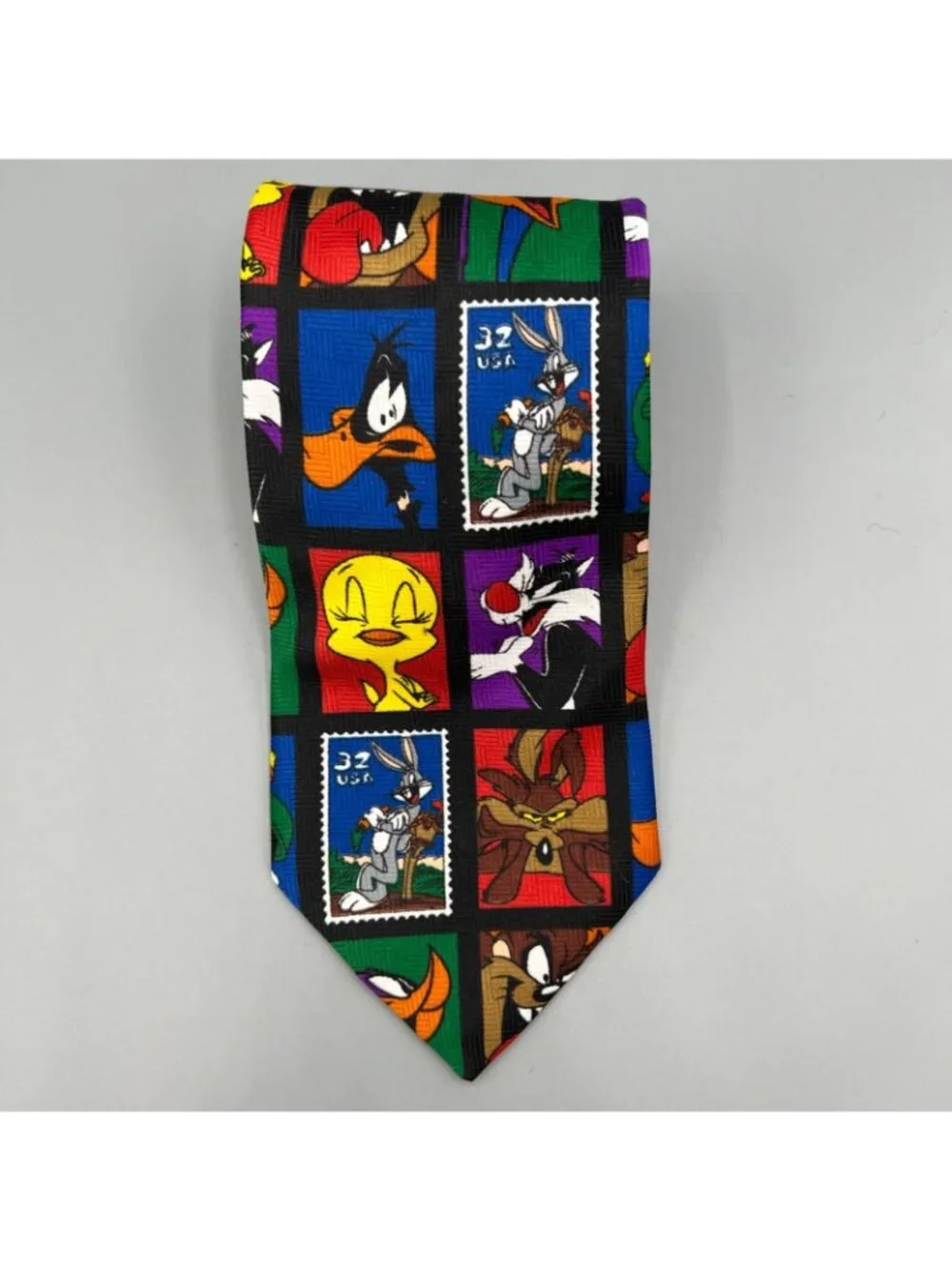Vintage 90s NWT Deadstock Looney Tunes X Postal Service Stamp Collection Necktie